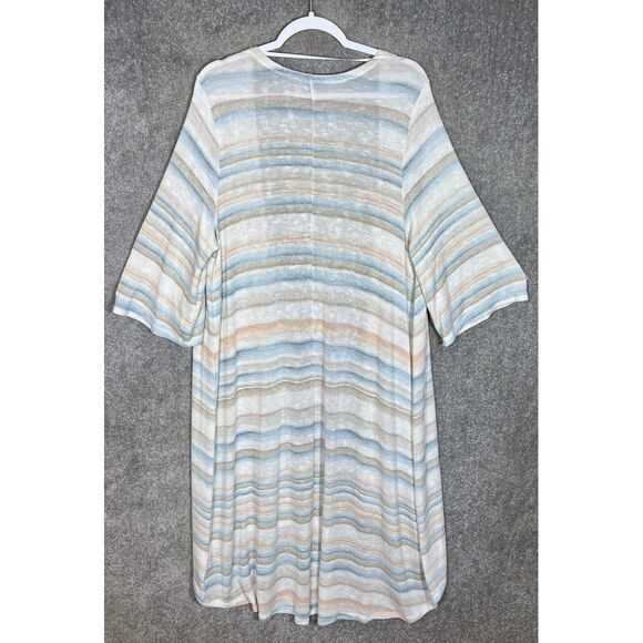 Torrid Hacci Knit Open Duster Cardigan Womens Size 2X Striped Hi-Low 3/4 Sleeve - Picture 2 of 6